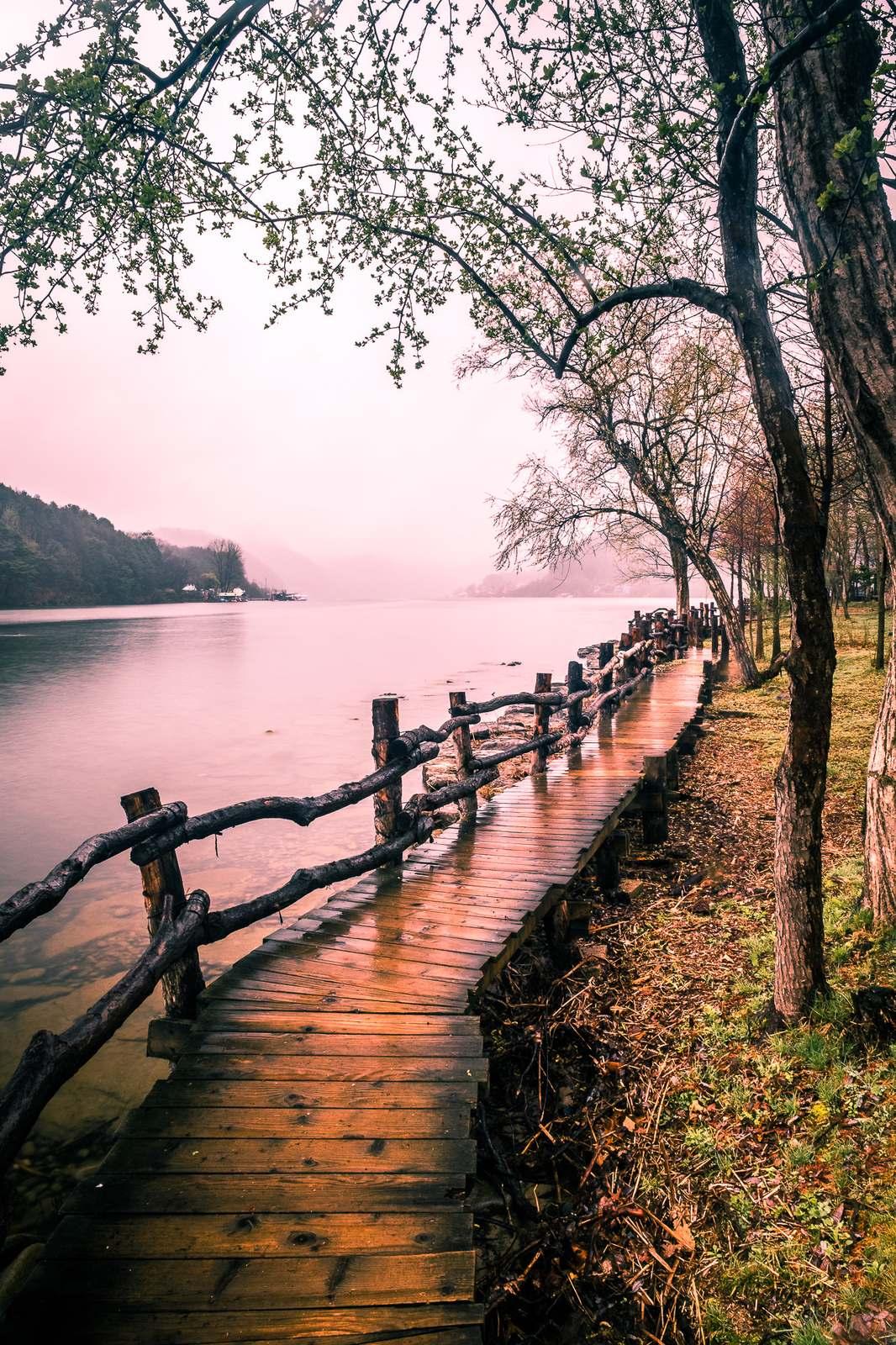 Nami Island riverside boardwalk, Chuncheon — a Winter Sonata filming location (location photo, not a drama still)