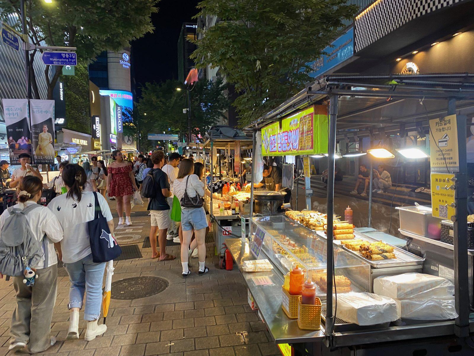 Myeongdong night market, Seoul — a To All the Boys: Always and Forever filming location (location photo, not a drama still)